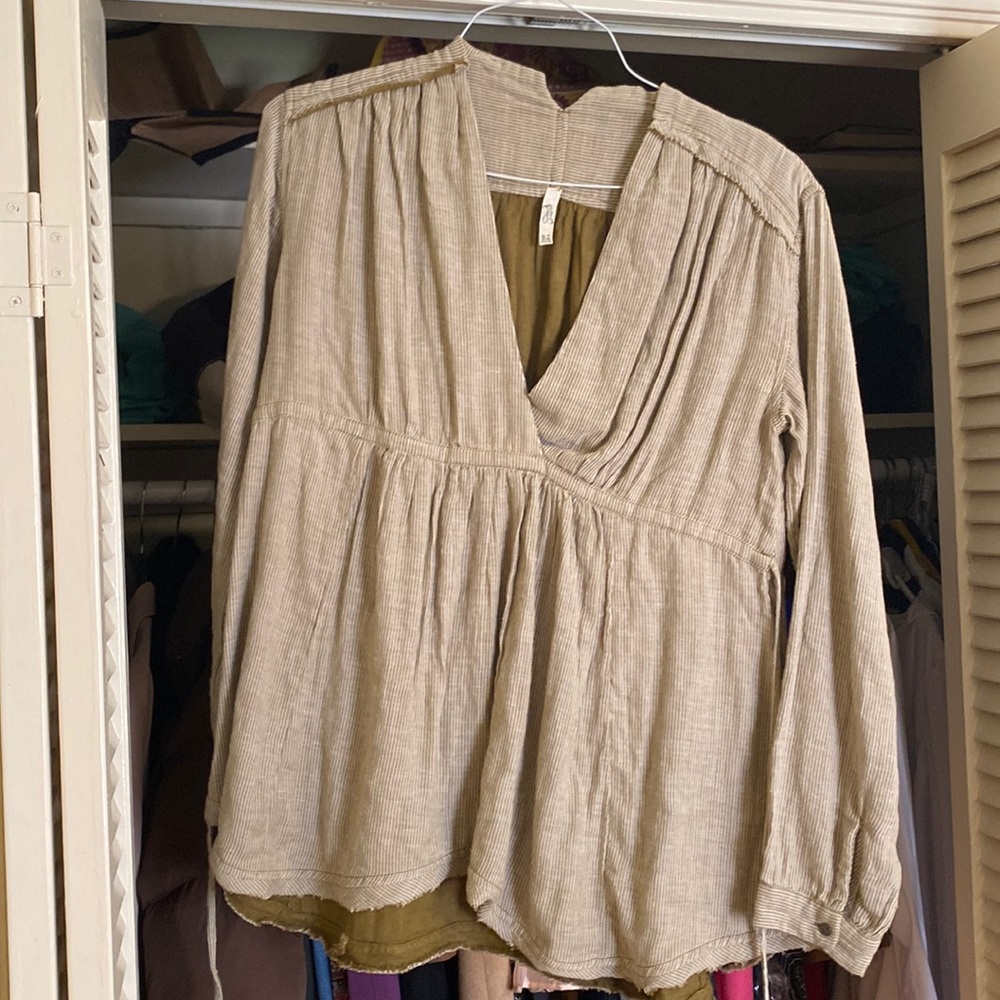 Green cotton peasant blouse